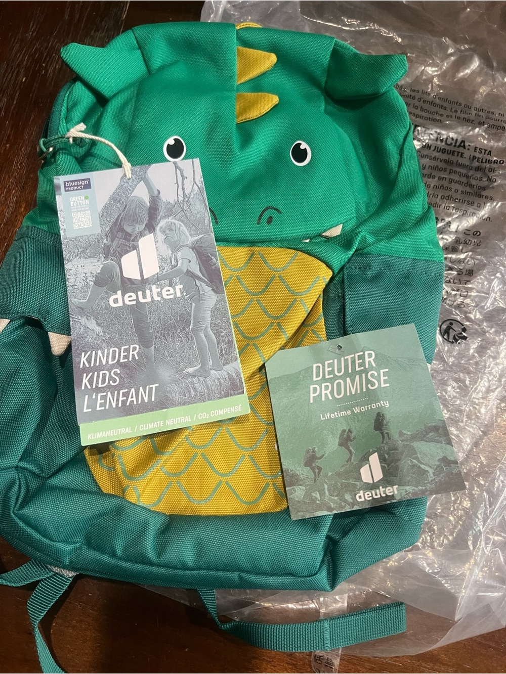 Deuter Kids Dragon Backpack in Teal & Yellow